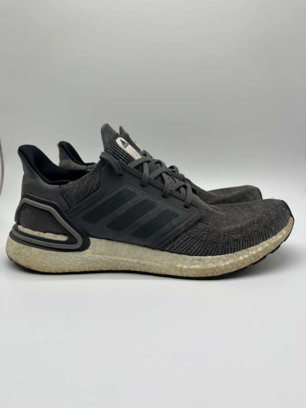 adidas Dark Gray Knit Running Sneakers with Cream Boost Midsole size 12.5